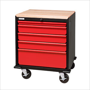 5 Drawer Base Cabinet - Black & Red