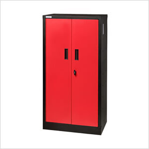 Wall Mounted Tall Locker - Black & Red