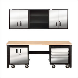 8-Piece Stainless Steel & Black Garage Set