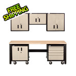8-Piece Mojave & Black Workbench & Cabinet Set