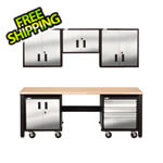 8-Piece Steel & Black Workbench & Cabinet Set