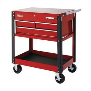 3-Drawer Red Metal Utility Cart