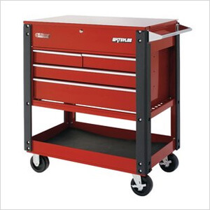 4-Drawer Red Metal Utility Cart
