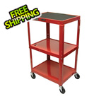 Luxor Height Adjustable Red A/V Cart
