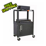 Luxor Black A/V Cart with Lockable Cabinet