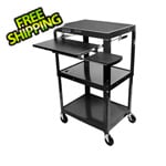 Luxor Height Adjustable Black A/V Cart w Tray
