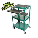 Luxor Height Adjustable Green A/V Cart w Tray