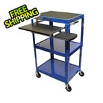 Luxor Height Adjustable Blue A/V Cart w Tray