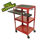 Luxor Height Adjustable Red A/V Cart w Tray