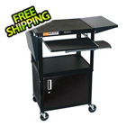 Luxor Black A/V Cart  with Drop Leaf Shelves