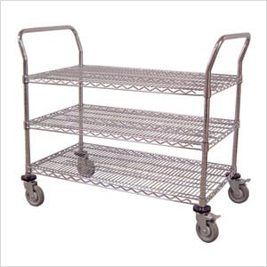 42” 3-Shelf Chrome Wire Cart