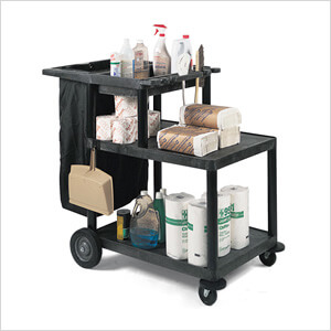 3-Shelf Janitorial Cart & Nylon Trash Bag
