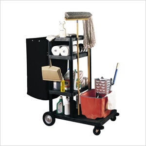4-Shelf Janitorial Cart & Nylon Trash Bag