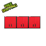 Geneva 3 Wall Cabinet Set in Red