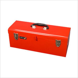 19-Inch Metal Toolbox with Tray (Red)