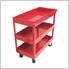 3-Tray Rolling Metal Tool Cart (Red)