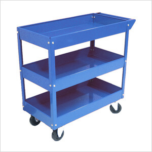 3-Tray Rolling Metal Tool Cart (Blue)