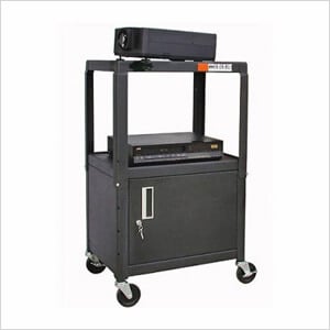 Black A/V Cart with Lockable Cabinet