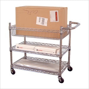 Large 3-Shelf Chrome Wire Cart