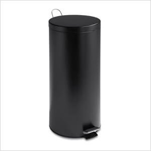 30L Round Black Trash Can with Bucket