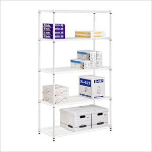 White 5-Tier 72" Industrial Shelving Unit