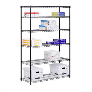Black 6-Tier 72" Industrial Shelving Unit