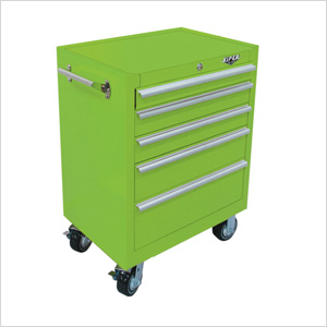 26" Lime Green 5-Drawer Rolling Cabinet