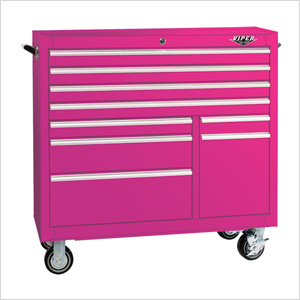 41-Inch 9-Drawer Rolling Cabinet in Pink