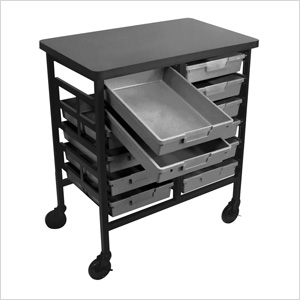 12-Bin Tub Cart in Light Grey