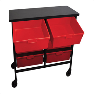 6-Bin Tub Cart in Primary Red