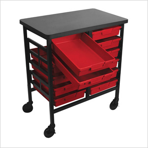 12-Bin Tub Cart in Primary Red