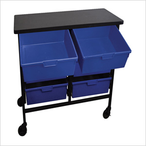 6-Bin Tub Cart in Primary Blue