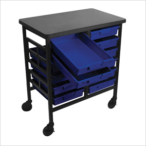 12-Bin Tub Cart in Primary Blue