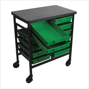 12-Bin Tub Cart in Primary Green