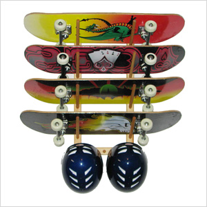 4-Skateboard Storage Rack (Angled / Pine)
