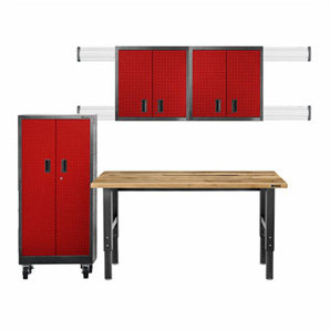 Premier 9-Piece Red Garage Cabinet Set