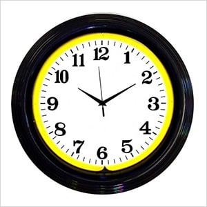 15-Inch Standard Yellow Neon Clock
