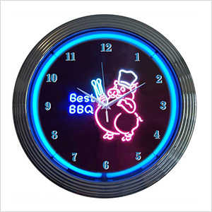 15-Inch BBQ Pig Neon Clock