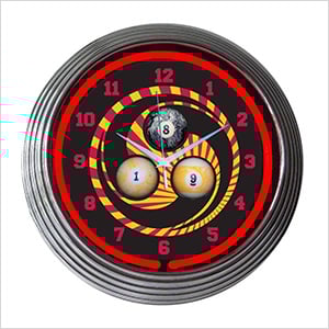 15-Inch Billiards 1, 8, 9 Neon Clock