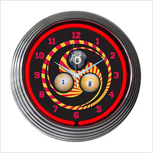 15-Inch Billiards 1, 8, 9 Neon Clock