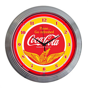 15-Inch Coca-Cola Wings Neon Clock