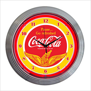 15-Inch Coca-Cola Wings Neon Clock