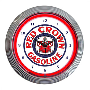 15-Inch Red Crown Gasoline Neon Clock