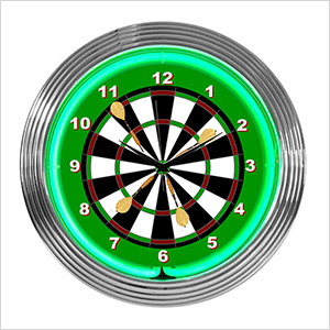 15-Inch Darts Neon Clock