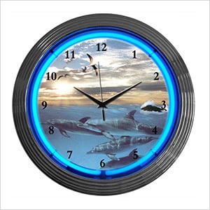 15-Inch Dolphins at Sea Neon Clock