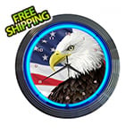 Neonetics 15-Inch Eagle With American Flag Neon Clock