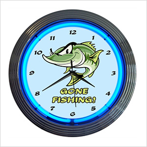 15-Inch Gone Fishing Neon Clock