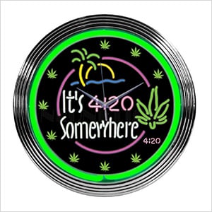 15-Inch It's 4:20 Somewhere Neon Clock