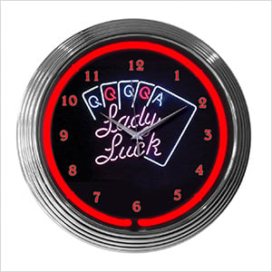 15-Inch Lady Luck Neon Clock