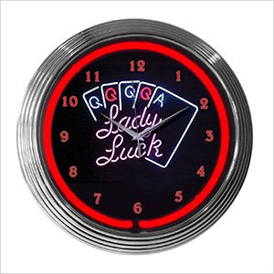 15-Inch Lady Luck Neon Clock